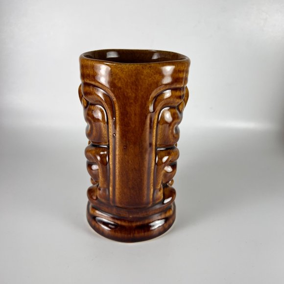 Tiki LeilanI Double Sided Cup Mug Brown Glazed Ceramic Tumbler Barware Souvenir - Picture 4 of 12